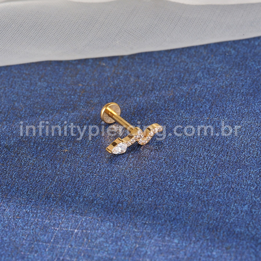 Piercing Labret Titânio Cobra Zircônia