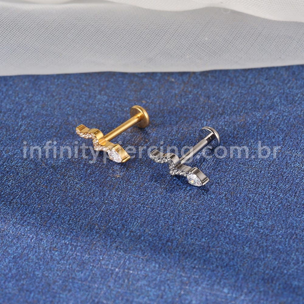 Piercing Labret Titânio Cobra Zircônia