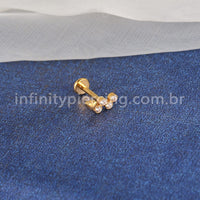 Piercing Labret Titânio 4 Zircônias Redonda