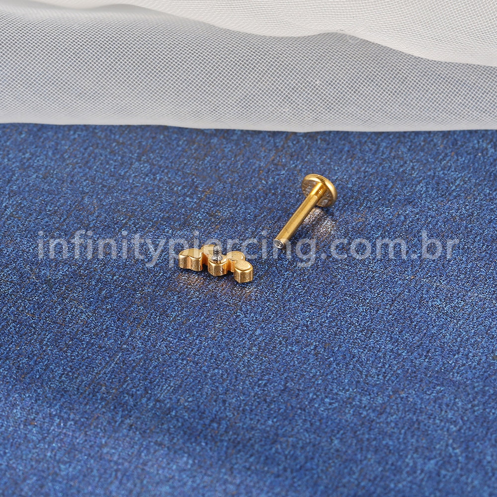 Piercing Labret Titânio 4 Zircônias Redonda