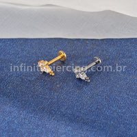 Piercing Labret Titânio 4 Zircônias