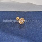 Piercing Labret Titânio Flor Vazada Com Zircônia