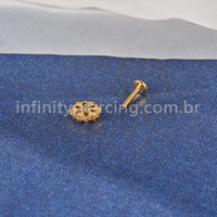 Piercing Labret Titânio Flor Vazada Com Zircônia