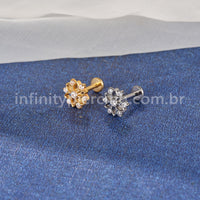 Piercing Labret Titânio Flor Vazada Com Zircônia