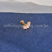 Piercing Labret Titânio Coroa Com 5 Zircônias
