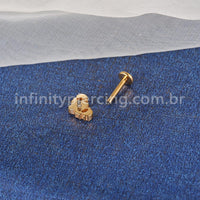 Piercing Labret Titânio Coroa Com 5 Zircônias