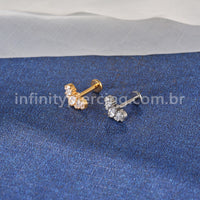 Piercing Labret Titânio Coroa Com 5 Zircônias