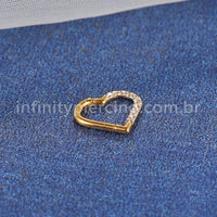 Piercing Coração Titânio Segmento Articulado Zircônia Cravejada
