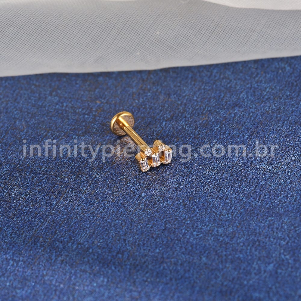 Piercing Labret Titânio 5 Mini Zircônias
