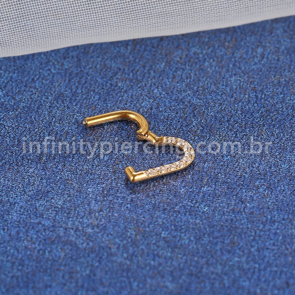 Piercing Coração Titânio Segmento Articulado Zircônia Cravejada
