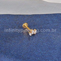 Piercing Labret Titânio 3 Zircônias