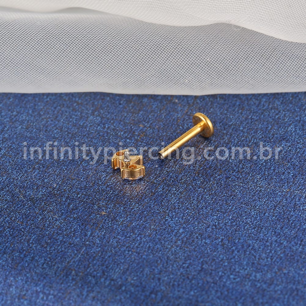 Piercing Labret Titânio 3 Zircônias