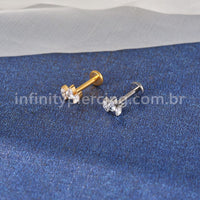 Piercing Labret Titânio 3 Zircônias