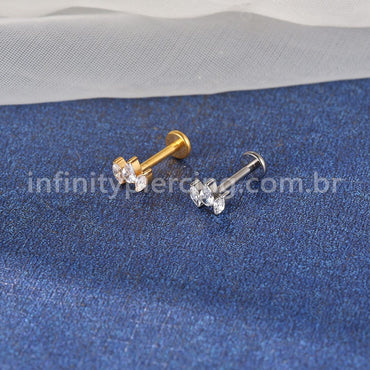Piercing Labret Titânio 3 Zircônias