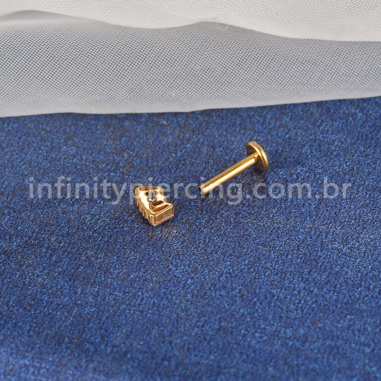 Piercing Labret Titânio 3 Zircônia Retangular