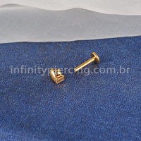 Piercing Labret Titânio 3 Zircônia Retangular