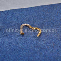 Piercing Argola Aço Cirúrgico Coração/Zircônia Cravejada