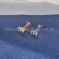 Piercing Labret Titânio 3 Zircônia Retangular