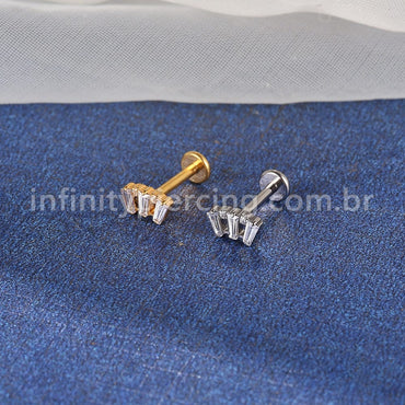 Piercing Labret Titânio 3 Zircônia Retangular