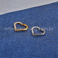 Piercing Coração Titânio Segmento Articulado Zircônia Cravejada