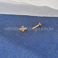 Piercing Labret Titânio Trevo 4 Zircônias