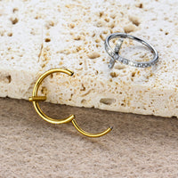 Anel Nostril Cruz Kit Completo Titânio Natural e Dourado com Brilhantes