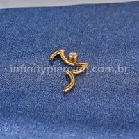 Piercing Daith Segmento Articulado Lua Titânio Zircônia/Opala