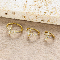 Anel Nostril Cruz Kit Completo Titânio Natural e Dourado com Brilhantes