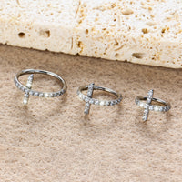 Anel Nostril Cruz Kit Completo Titânio Natural e Dourado com Brilhantes
