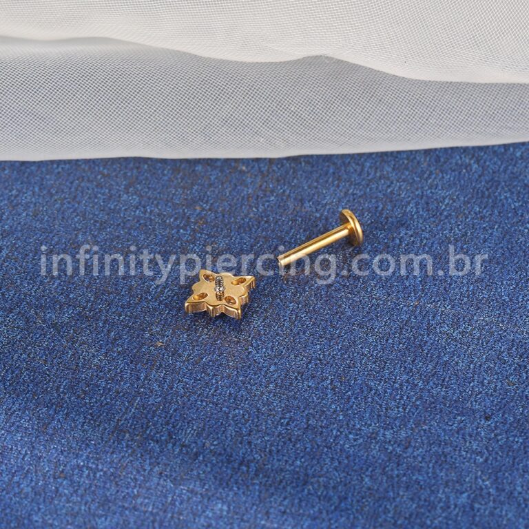Piercing Labret Titânio Flor Quadrada