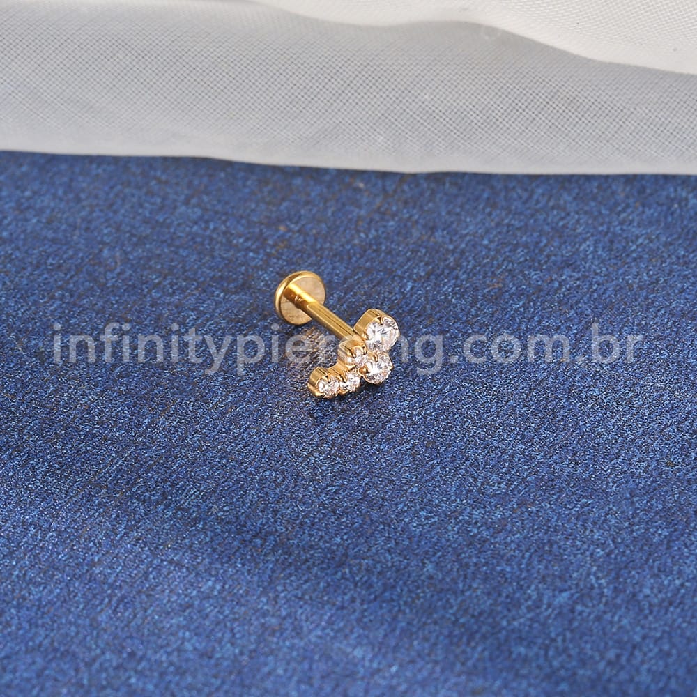Piercing Labret Titânio 5 Zircônias
