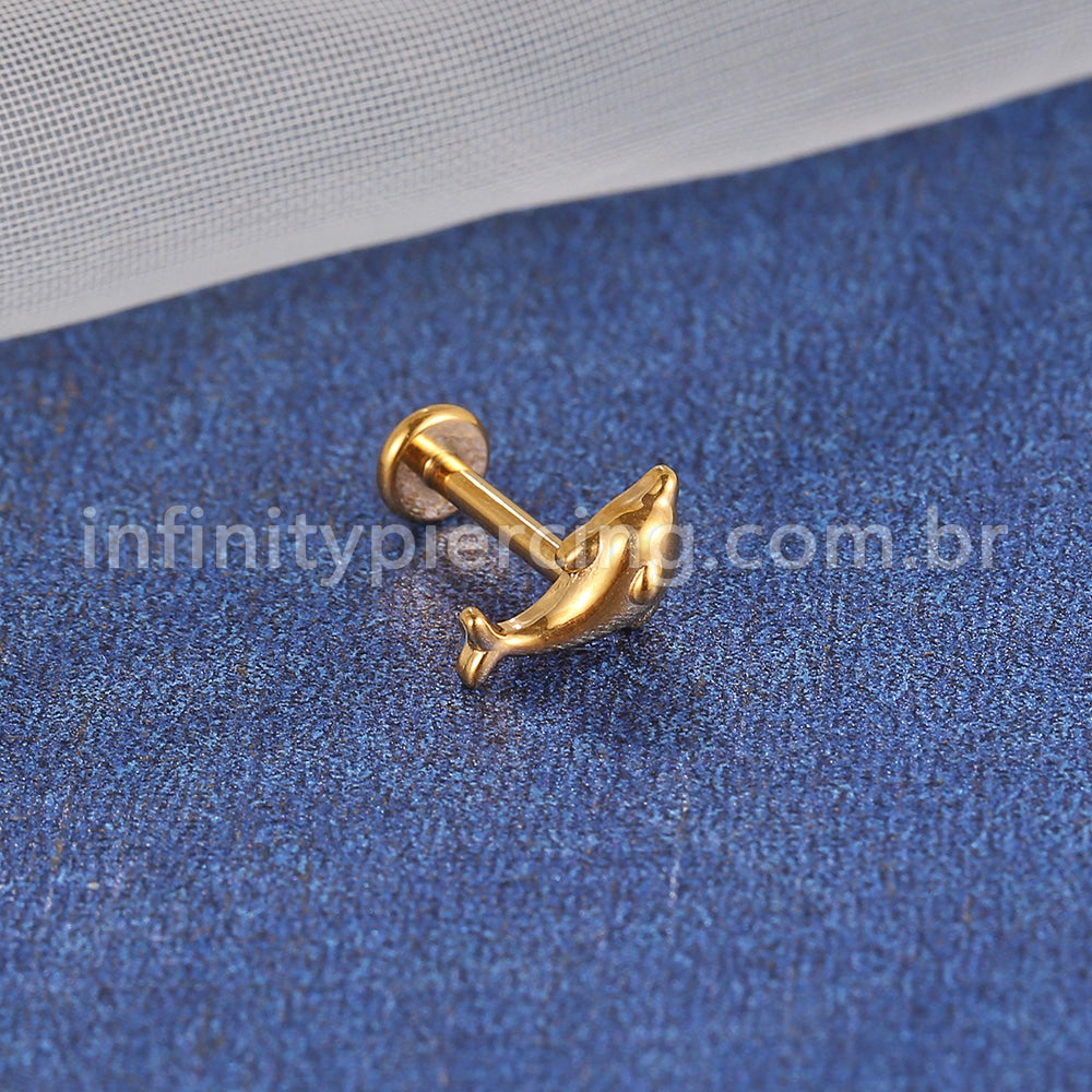 Piercing Labret Aço Cirúrgico Golfinho