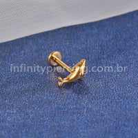 Piercing Labret Aço Cirúrgico Golfinho