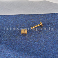 Piercing Labret Aço Cirúrgico Quadrado 4 Zircônias