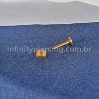 Piercing Labret Titânio Quadrado Com 4 Mini Zircônia