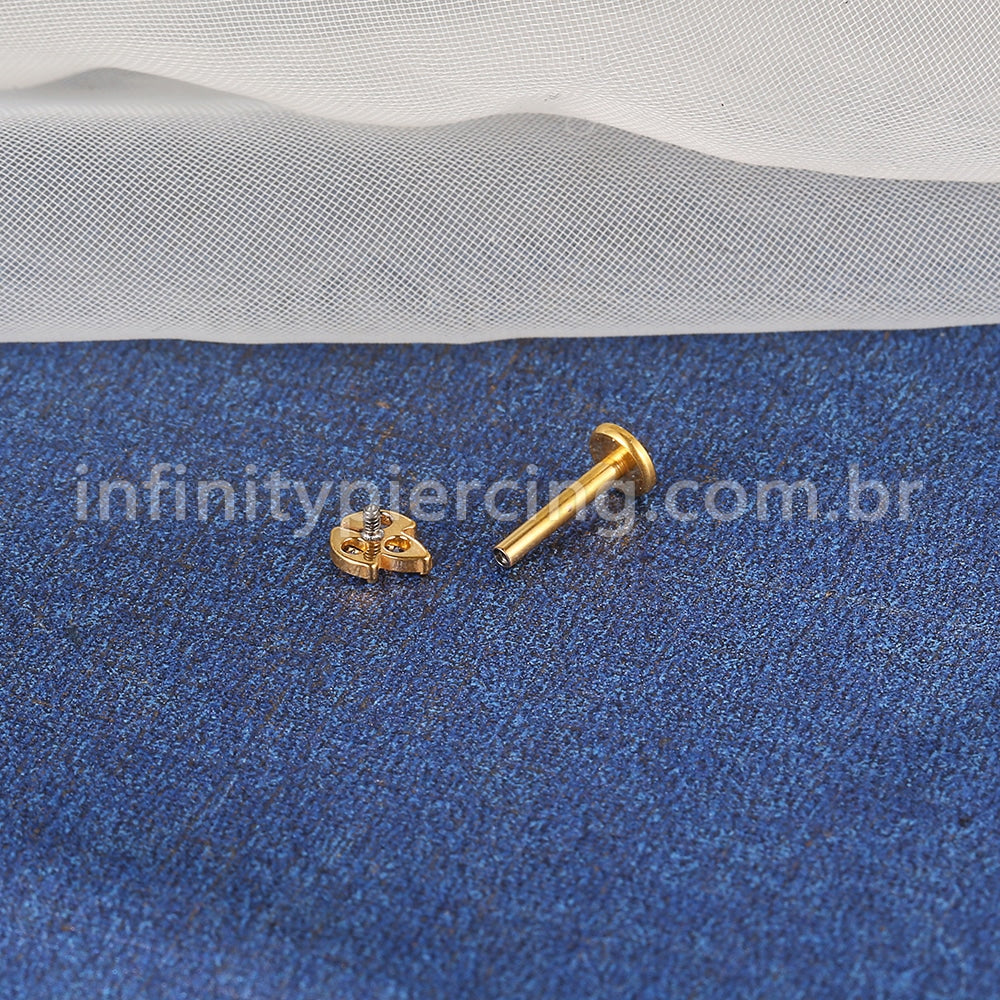 Piercing Labret Titânio Trio Zircônias Cravejadas
