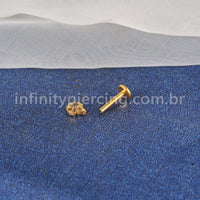Piercing Labret Titânio Trio Zircônias Cravejadas