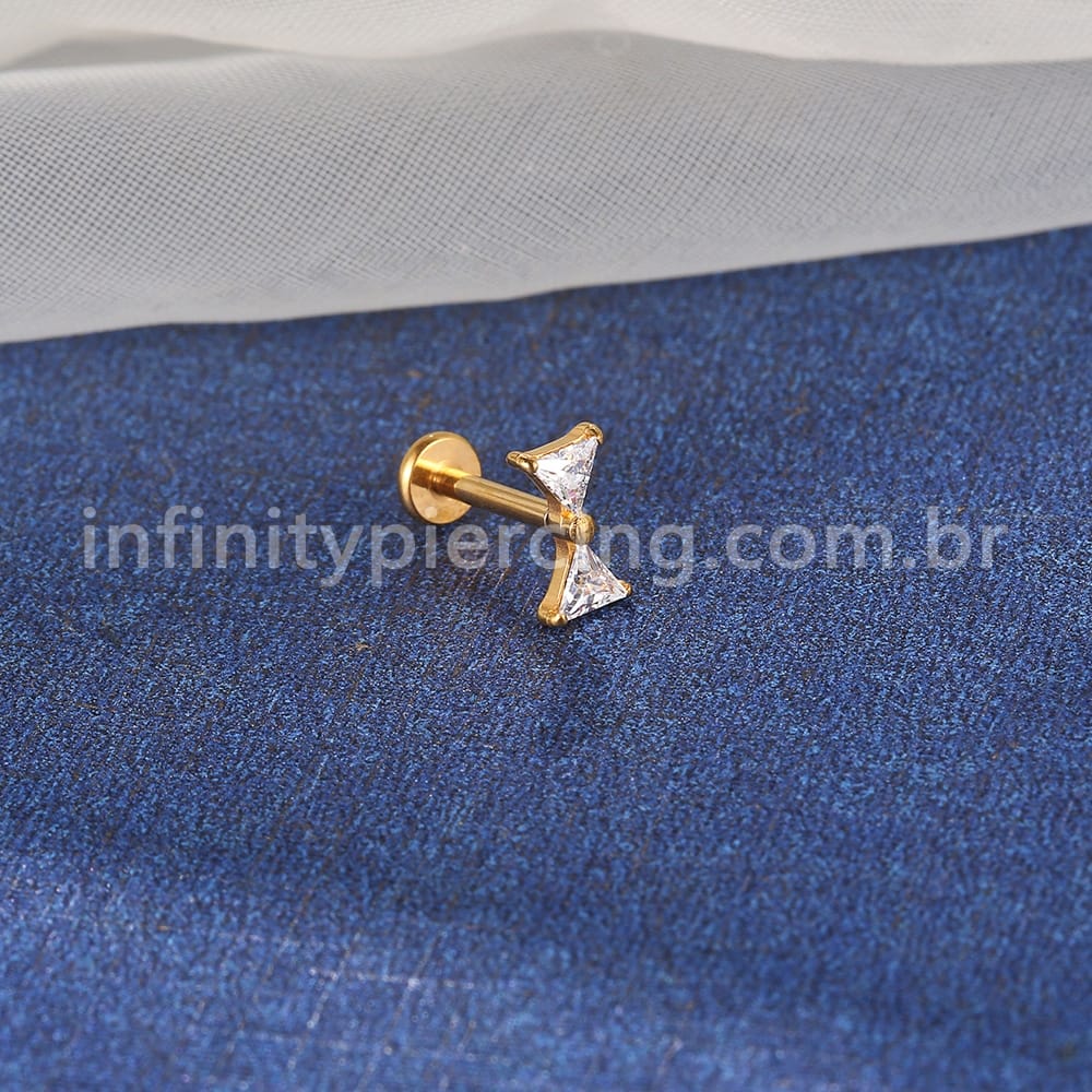 Piercing Labret Titânio Laço Zircônias Cravejadas