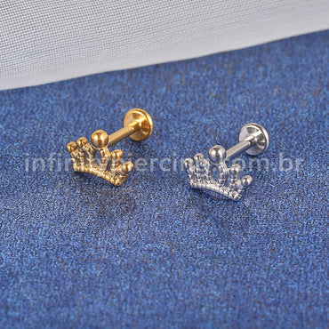 Piercing Labret  Aço Cirúrgico Coroa