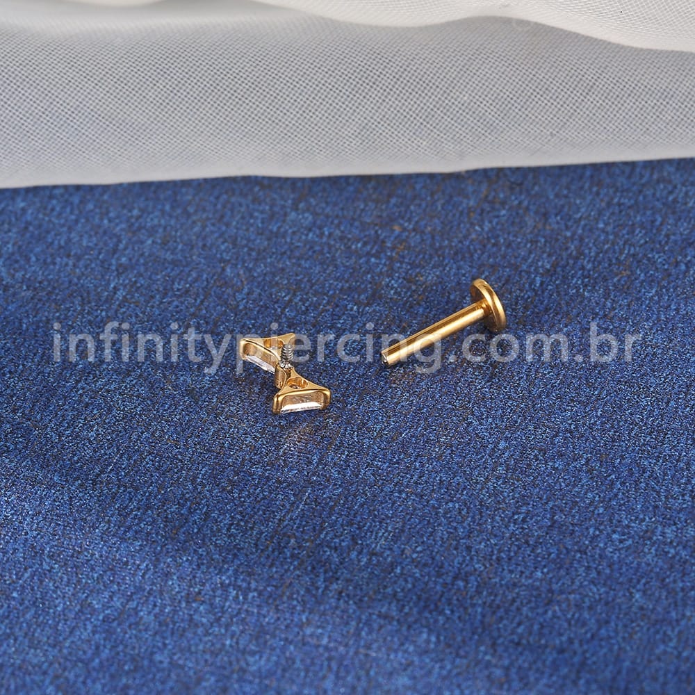 Piercing Labret Titânio Laço Zircônias Cravejadas