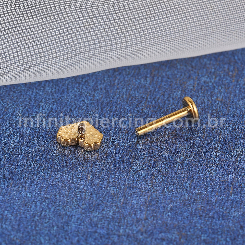 Piercing Labret Aço Cirúrgico Coração Listrado
