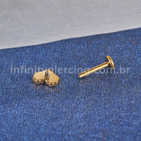 Piercing Labret Aço Cirúrgico Coração Listrado
