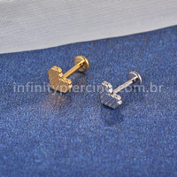 Piercing Labret Aço Cirúrgico Coração Listrado
