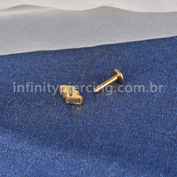 Piercing Labret Titânio 3 Pedras Zircônias Cravejadas