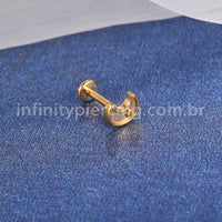 Piercing Labret Aço Cirúrgico Lua Com Estrela