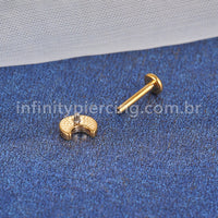 Piercing Labret Aço Cirúrgico Lua Com Estrela