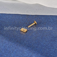 Piercing Labret Titânio Quadrado Zircônias Cravejadas