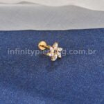 Piercing Labret Titânio Flor Com 6 Zircônias