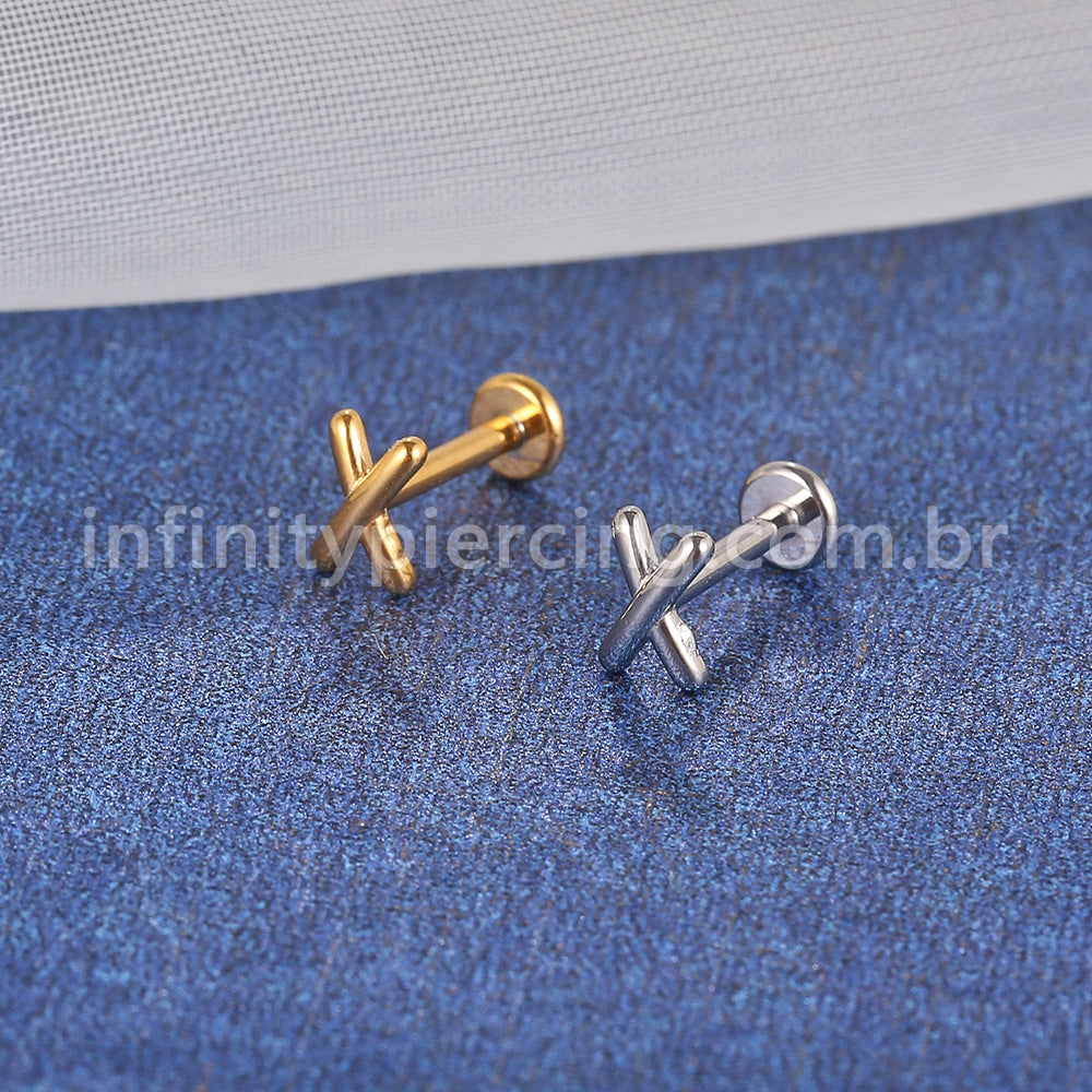 Piercing Labret Aço Cirúrgico X