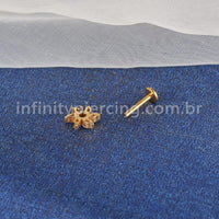 Piercing Labret Titânio Flor Com 6 Zircônias